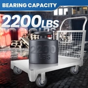 2200LBS Heavy Duty Trolley, 4-in-1 Stainless Steel Trolley with Removable Wire Mesh Net Cage for Warehouse Moving