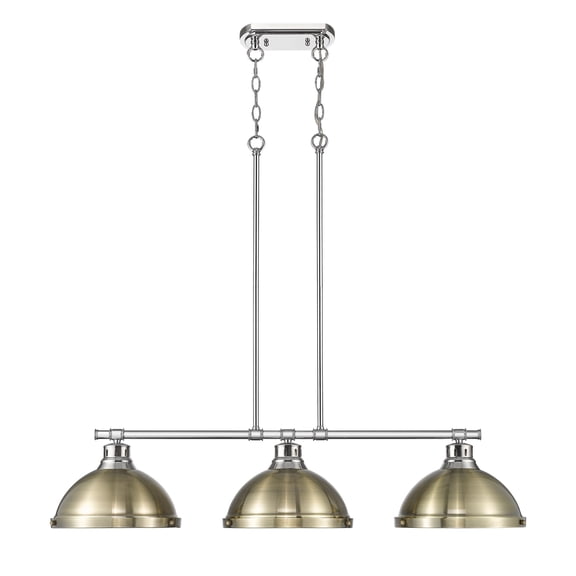 Yep by Golden Lighting Duncan 3-light Island Light in Chrome and Aged Brass shade