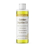 Viva Doria Golden Jojoba Oil - 8 fl oz (Golden Jojoba Oil) for Hair, Skin, Nails, and More - 100% Pure Unrefined, Deeply Moisturizing Anti-Aging Jojoba Oil for Men and Women