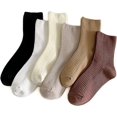 thumbnail image 1 of 6 Pairs Of Comfortable Casual Cotton Long Socks For Women, Solid Color Stretch Athletic Socks For Girls And Students_s, 1 of 5