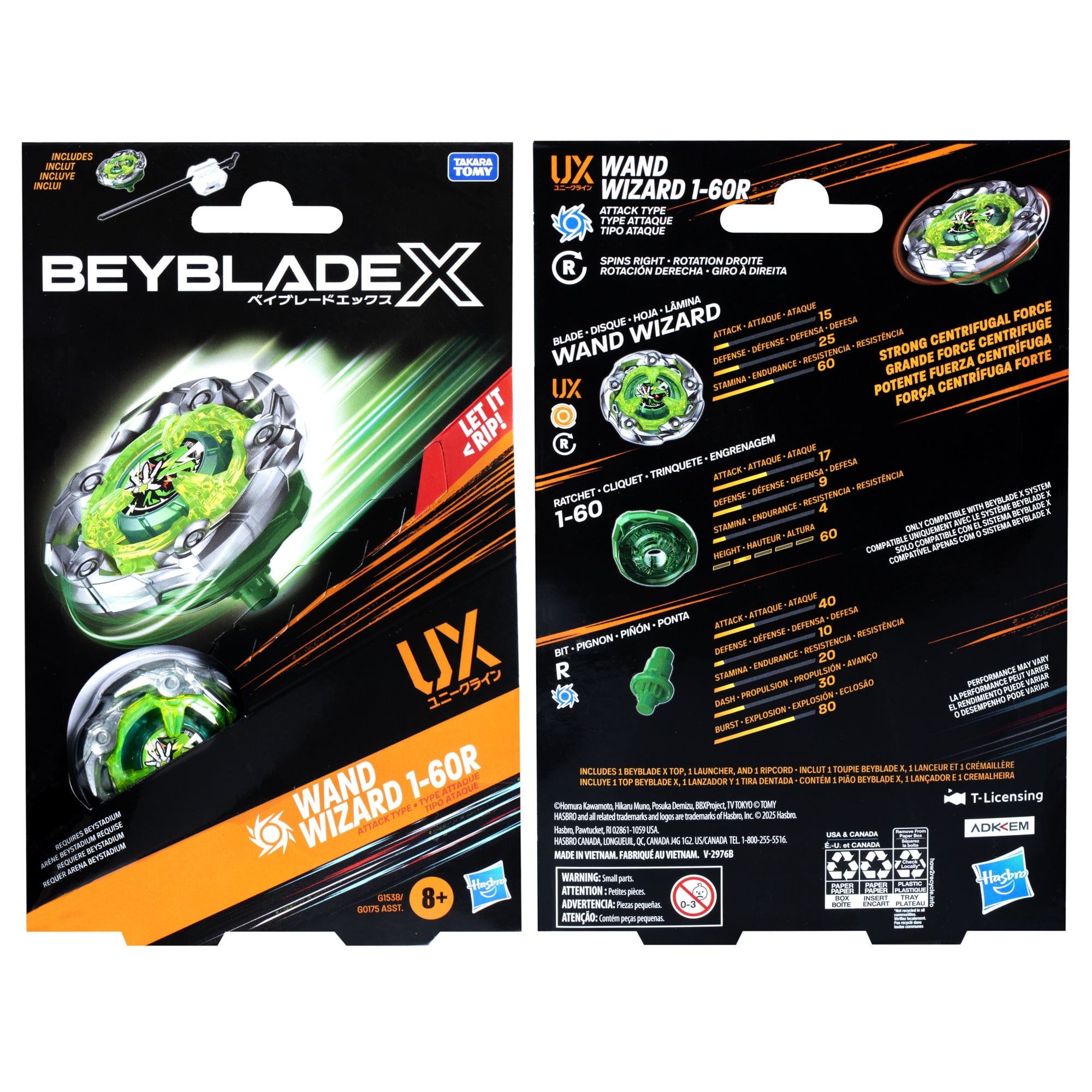 Beyblade X Wand Wizard 1-60R UX Starter Pack Set with Attack