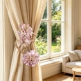 thumbnail image 5 of Linnome Faux Flower Jute Rope Curtain Tieback Handmade Bendable Fabric Flower Drape Holdback No Drill Decor for Living Room and Bedroom Boho Farmhouse Style 15.75x3.15in, 5 of 6