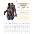 thumbnail image 6 of DARING DIVA Women's Plus Floral Bell Long Sleeve Crew Neck Peplum Top 2X Navy Blue, 6 of 6