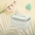 thumbnail image 3 of Bolsas de maquillaje de corazones cuadrados de tendencia única 1 Pc para viajar, poliéster verde, 3 of 5