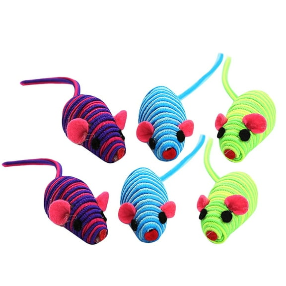 MUSEYA 6Pcs Rope Cat Mouse Toy Assorted Color 3.9x0.8x0.8in Attract Cats Interactive Play Cat Toys
