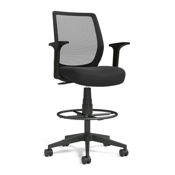Staples Union & Scale Essentials Mesh Back Fabric Drafting Stool Black 2/Pack UN59384VS