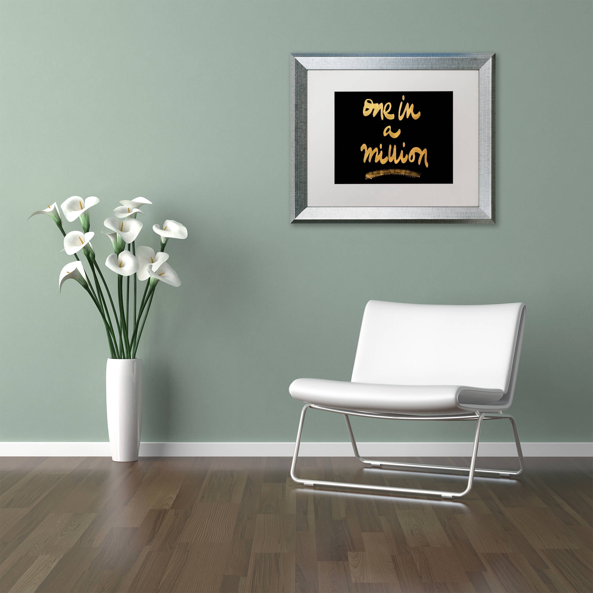Trademark Fine Art "Million On Black" Canvas Art by Lisa Powell Braun, White Matte, Silver Frame