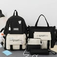 thumbnail image 3 of 4x/set Teens Canvas Tote Laptop Wide Travel Casual Computer Diaper Bag Pencil Case Rucksack Bookbag Large Capacity, 3 of 8