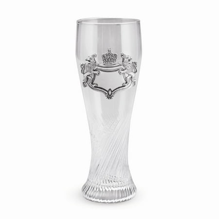 Pewter Glass Bottom - Pilsner Glass with Pewter Eagle Badge and Twisted Bottom - Engravable Gift Item