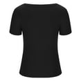 thumbnail image 4 of Rezuofi 2 Pcs Summer Women's Scoop Neck Short Sleeve Shirts Ribbed Slim Fitted Casual Basic Top Blouses, 4 of 5