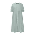 thumbnail image 3 of Dyegold Women Cotton And Linen Shirt Dress Button Down Casual Maxi Dresses Loose Flowy Swing Long Sleeve Vacation Long Dress, 3 of 4
