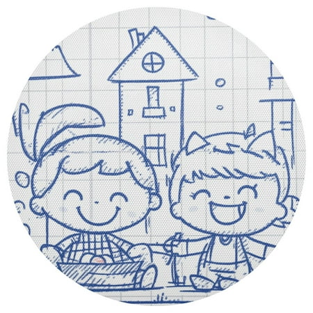 

Simple Illustration Two Kids 6-Piece 15.4in Durable PVC Plate Mats Heat-Resistant for Parties and Dining