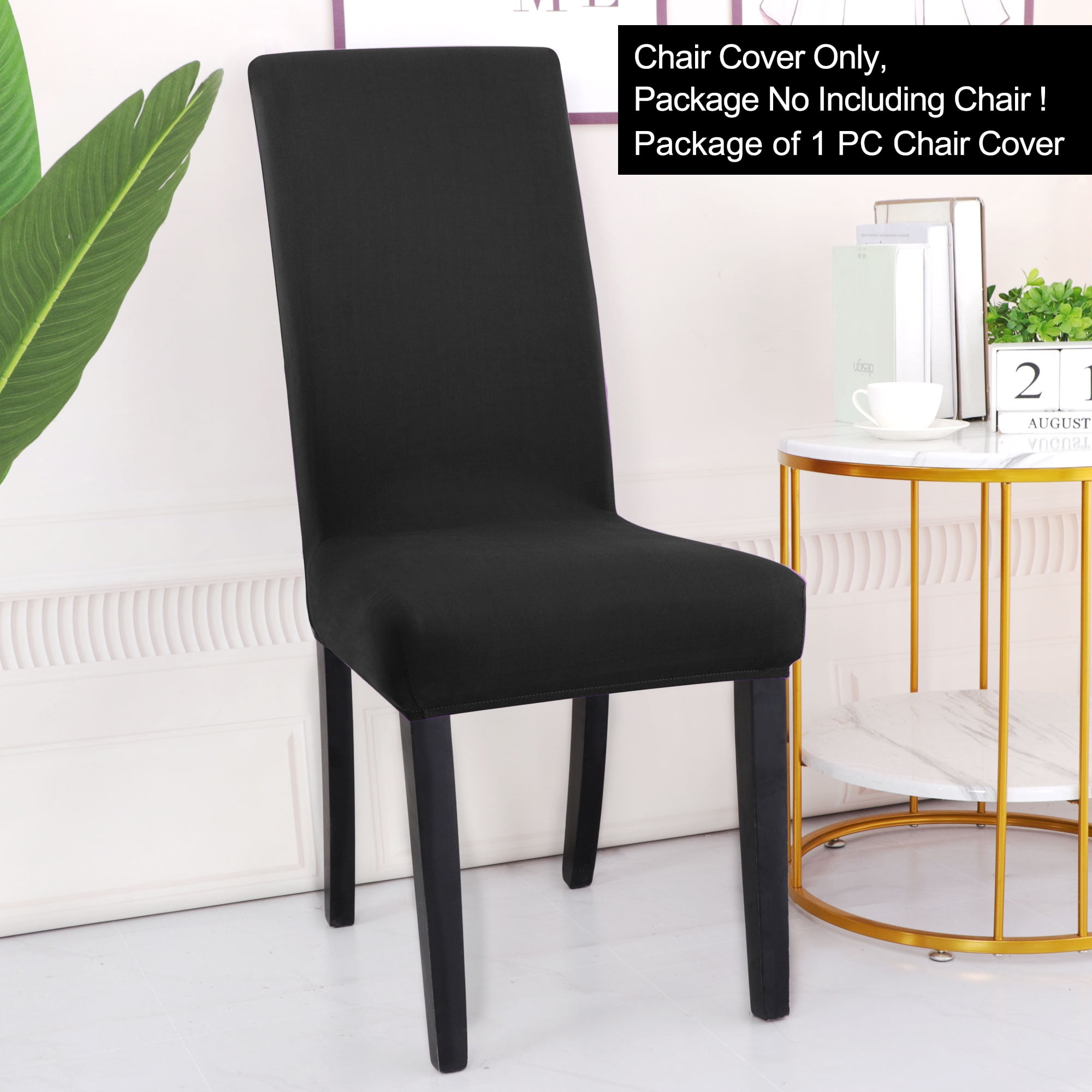 Unique Bargains Spandex Solid  Dining Chair Covers Protector Slipcovers Black 2 Pcs