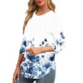 thumbnail image 4 of Mittory Womens 3/4 Sleeve Blouse and Tops Dressy Casual Crewneck Floral Tops Plus Size Comfy Shirts Fall Fashion Clothes, 4 of 7