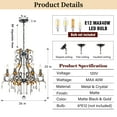 thumbnail image 3 of Mid-Century French Style 6-Light Crystal Chandelier in Matte Black and Antique Gold Finish For Versatile Interiors, 3 of 5