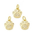 thumbnail image 3 of 20pcs Rack Plating Brass Micro Pave Clear Cubic Zirconia Charms with Jump Ring Cadmium Free & Lead Free Long-Lasting Plated Dog Paw Print Charm Real 18K golden Plated 11x9.5x2mm Hole: 3mm, 3 of 3