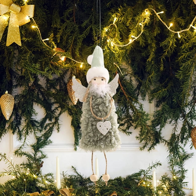 Teissuly Christmas Tree Decorative Pendant Lamb Fleece Dress Angel Wing Long Hat Girl Mini Pendant Teissuly WER202310166316