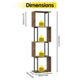 thumbnail image 4 of OUTONLIFE Modern 5-Tier LED Bookshelf, S Shape Metal and Wood Geometric Bookshelf for Decorative Storage, Great for Bedrooms, Living Rooms, and Offices,Brown, 4 of 10
