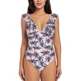 thumbnail image 2 of Yiaed Tropics Palm Trees Print Women's Ruffled One Piece Swimsuit V Neck Swimwear Slimming Monokini for Woman-XX-Large, 2 of 8