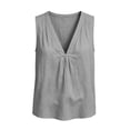 thumbnail image 7 of LNWUY Summer Tank Tops for Women Cotton Linen Gauze Shirts V-Neck Sleeveless Tunic Top Dressy Loose Lightweight Casual Blouses Gray XXL, 7 of 7