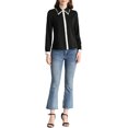 thumbnail image 2 of INSPIRE CHIC Women's Contrast Collar Long Sleeve Office Button Down Shirt XL Black, 2 of 7