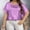 Purple, variant on Short Sleeve Shirts for Women Cotton New Women's Plus Size Solid Color T-Shirt Home Casual Short Sleeved Round Neck Tops Style B-58 Light Blue 4XL