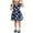 Navy, variant on THDHVS Little Girls Dresses,Floral Print Short Sleeve Dress with Smocked Waist for Girls Spring Summer Dance and Playtime,Kids Dress Navy