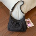 thumbnail image 3 of HUISZJ Checkered Sling Bag, Nylon Drawstring Crossbody Bag, Large Capacity Shoulder Bag for Women Work Travel Outdoor (Black), 3 of 10