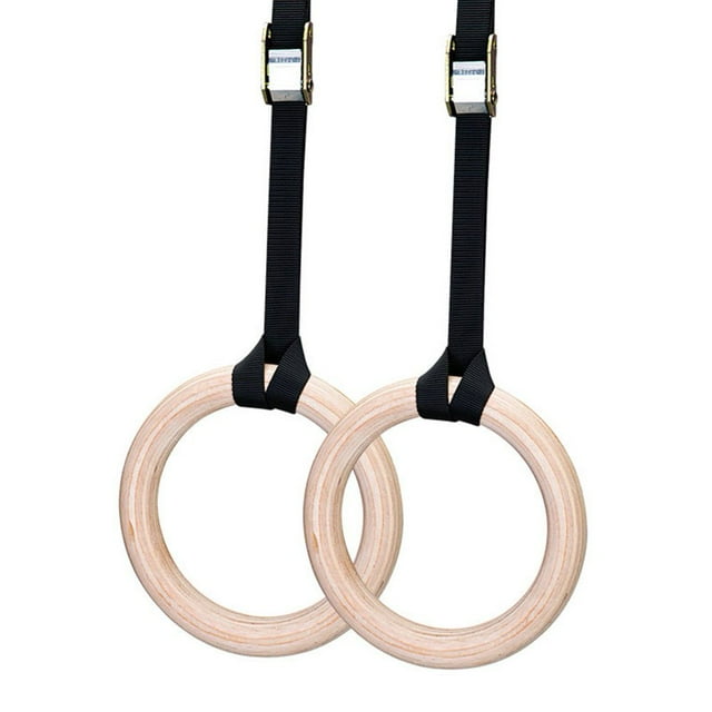 CUITING Anneaux de Gymnastique en Bois Parfaits pour l'Entraînement de Force et de Conditionnement 28Mm 15Cm