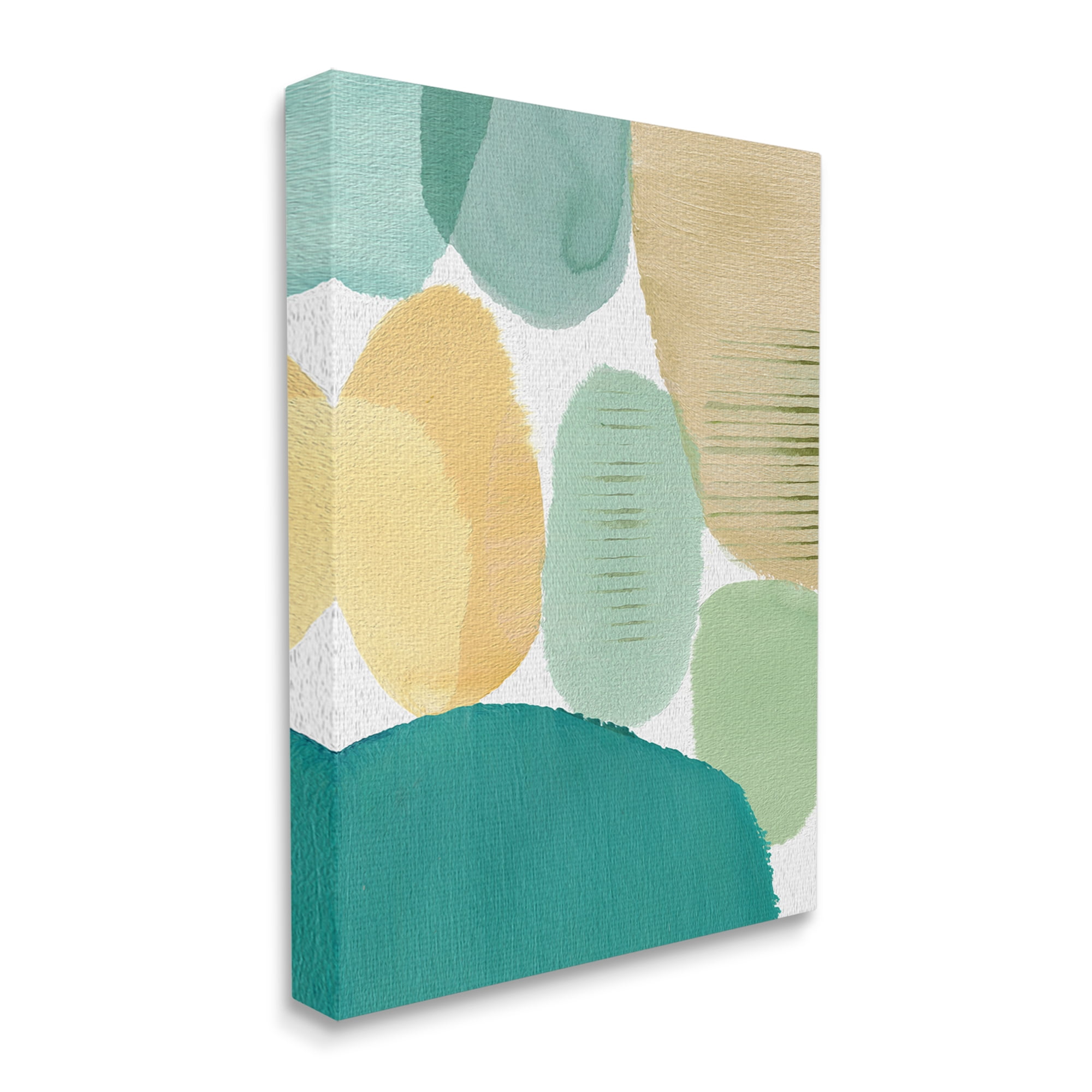 Stupell Industries Green & Yellow Circles Abstract Painting Gallery Wrapped Canvas Art Print Wall Art, 16 x 20