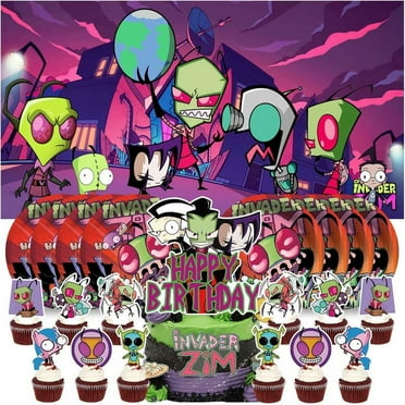 Invader Zim Party Supplies Decor Decorations Plates Movie Background Cake Topper Backdrop Banner