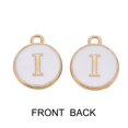thumbnail image 2 of Golden Plated Alloy Charms with Enamel Enamelled Sequins Flat Round White Letter.I 14x12x2mm Hole: 1.5mm 50pcs/Box, 2 of 2