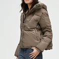 thumbnail image 4 of Women's Autumn and Winter Fashion Outdoor Solid Color Zipper Hooded Warm Thick Coat, 4 of 8