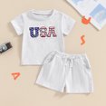 thumbnail image 2 of Okbabeha Toddler Baby Boys 4th of July Outfits Shorts Sets 3 6 9 12 18Months 2t 3t Letter Embroidery Tops+Star Stripe Shorts, 2 of 7