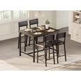 thumbnail image 1 of 5-Piece Dining Table Set W/Footrest & Backrest, Bar Table Set with 4 Upholstered Chairs, Bar Table and Chairs Set with Corner Protector, for Pub, Dining Room, Kitchen, 1 of 8