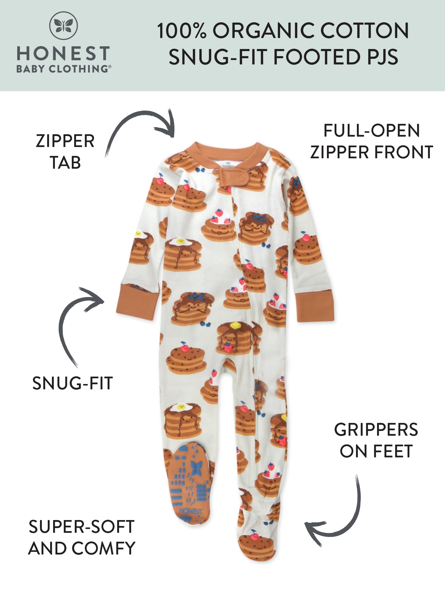 Honest Baby Clothing Organic Cotton Boy or Girl Long Sleeve Snug-Fit Footed Pajamas, (12-24 Months)