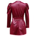 thumbnail image 4 of Leather Mini Dress Long Sleeve Wedding Guest Dress (Red XL), 4 of 4