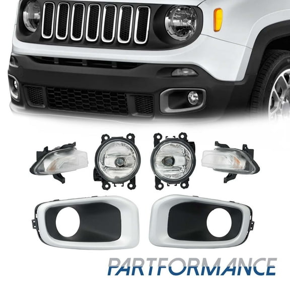 6 Pack DRL Park Turn Signal Fog Light with Cover for for Jeep Renegade 2015-2018-