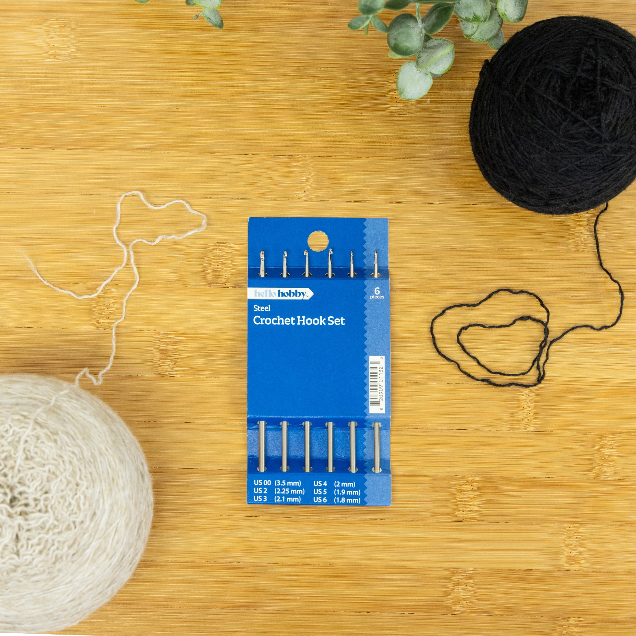 Hello Hobby Steel Crochet Hooks, Sizes 00 and 2-6, 6-Piece Set