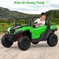 thumbnail image 5 of Shininglove 24V Kids Ride on Dump Truck Car with 2 Seaters, Remote Control, Music Player, Electric Dump Bed & Extra Shovel(Green), 5 of 8