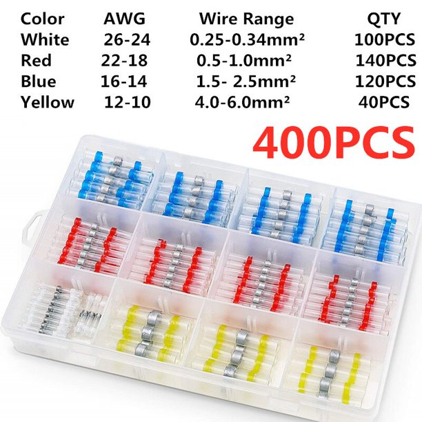 Terminales de crimpado a tope termorretráctil de 500/50 Uds., conectores eléctricos de sello de soldadura a prueba de agua, Kit de empalme de Cable automotriz marino Tan Jianjun unisex