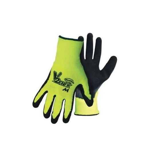 Boss Manufacturing  Poly Knit Latex Palm High-Visibility Gloves, Yellow & Black - Extra Large