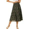thumbnail image 5 of Women's Floral Skirt Chiffon A-line Long Tiered Ruffle Boho Summer Midi Skirts XL Green, 5 of 9