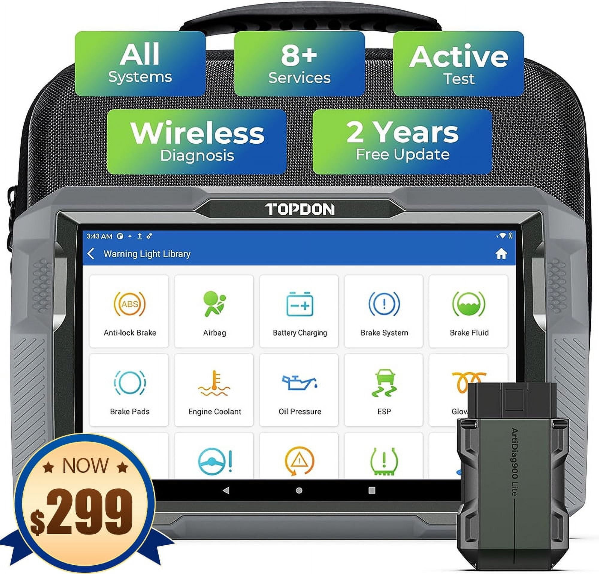 TOPDON ArtiDiag800BT 2.0 Bluetooth OBD2 Scanner - Full System Diagnostic Tool