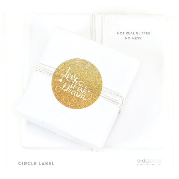 Love Wish Dream Sparkle Princess Birthday Circle Gift Labels, 40-Pack