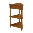 thumbnail image 6 of 33.8" Small Triangle Corner Table, Wood Corner Side Table with Solid Wood Legs,  A Drawer and 2-Layer Shelf, 3 Tier End Corner Table for Small Spaces, Living Room, Brown, 6 of 9