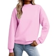 thumbnail image 6 of Women's Solid Color Fleece Lined Sweatshirt 2PC, Small High Collar Pullover with Loose Fit and Thick Fabric, Baseball Style Casual Top for Autumn and Winter, Warm and Comfortable Daily Wear White M, 6 of 9