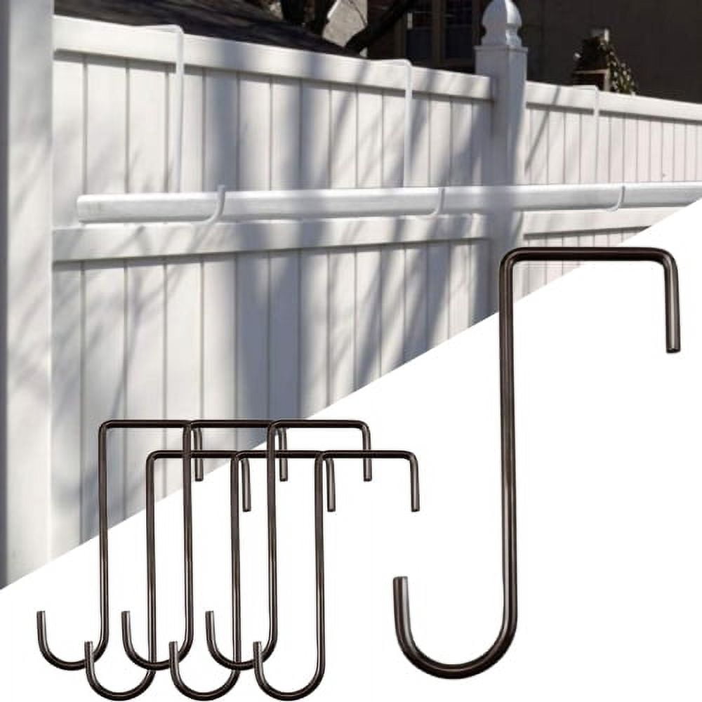 Cheers.US 6Pcs/Set Vinyl Fence Hooks, Patio Hangers Coated Steel Fence Hangers for Hanging Plants, Planters, Bird Feeders, Lights, Pool Tools