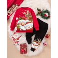 thumbnail image 2 of Boy's Christmas 2pcs Set - Cute Cartoon Santa Claus Reindeer & Snowman Print, 2 of 7