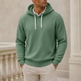 thumbnail image 2 of Atkumj Waffle Hoodies for Men Trendy Adjustable Drawstring Hooded Sweatshirt Casual Solid Color Long Sleeve Pullover Hoodie, 2 of 10